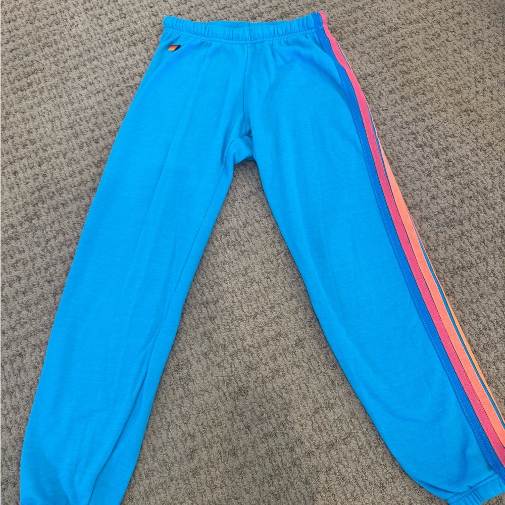 Aviator Nation Blue and Pink Sweatpants with Elastic Cuffs